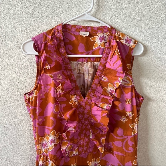 Warm Size 3 (L) Midi Floral Tiered Maxi Dress Bright Pink Lavender Orang… - Picture 3 of 12